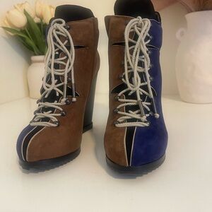 Pierre Hardy Brown and Blue Heeled Boots
